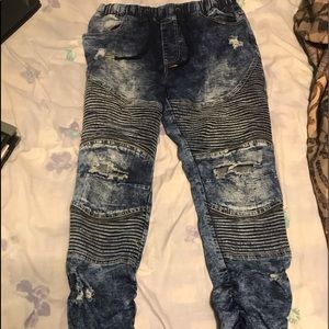 XL Denim moto biker distressed ripped  jeans